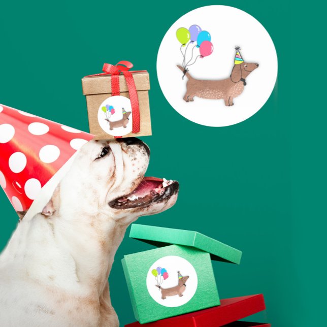 hello sausage dog dachshund dog lover keychain but classic round sticker (Creator Uploaded)