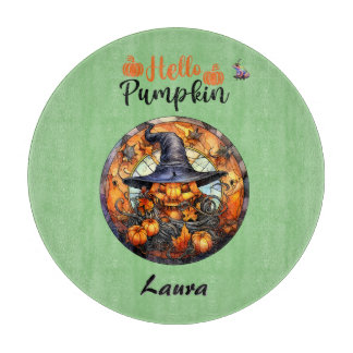 Hello Scary Hallowe'en Pumpkin Cutting Board
