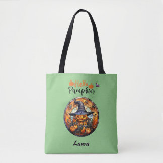 Hello Scary Hallowe'en Pumpkin Tote Bag