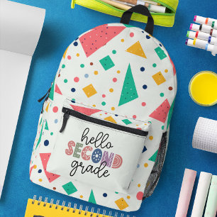 Hello school Grade colourful geometric Printed Backpack