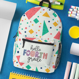 Hello school Grade colourful geometric Printed Backpack