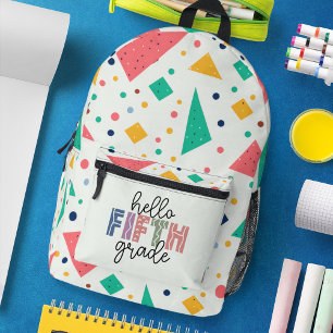 Hello school Grade colourful geometric Printed Backpack