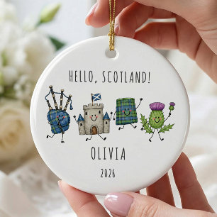 Hello Scotland Personalised Travel Ornament
