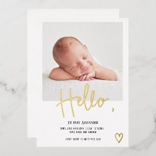 Hello script heart photo white cute baby birth
