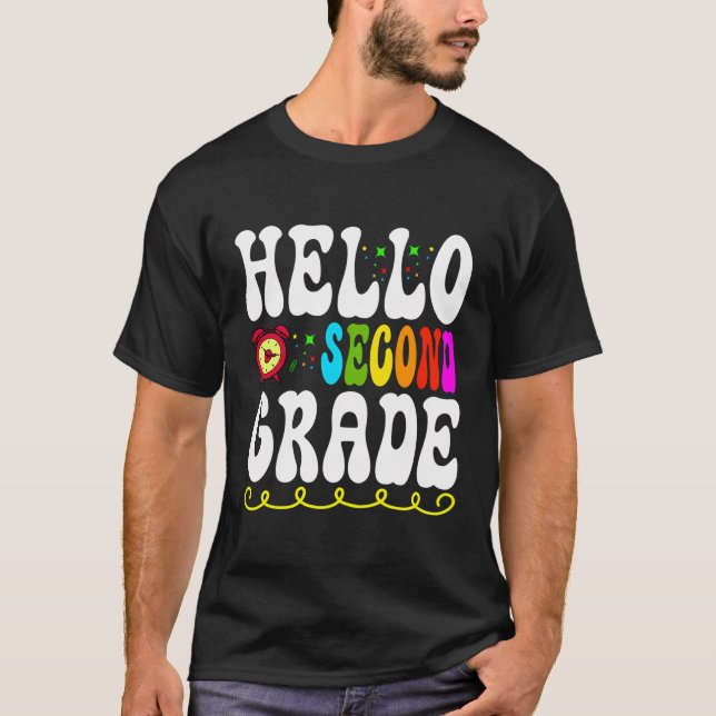 Hello Second 2Nd Grade Back To School Teachers Kid T-Shirt (Front)