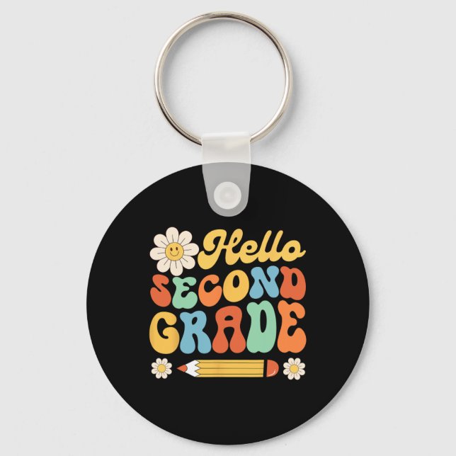 Hello Second 2nd Grade Byck To School Teachers Kid Key Ring (Front)