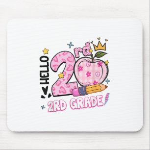 Hello Second 2nd Grade Leopard Tie Dye Girl Back T Mouse Pad