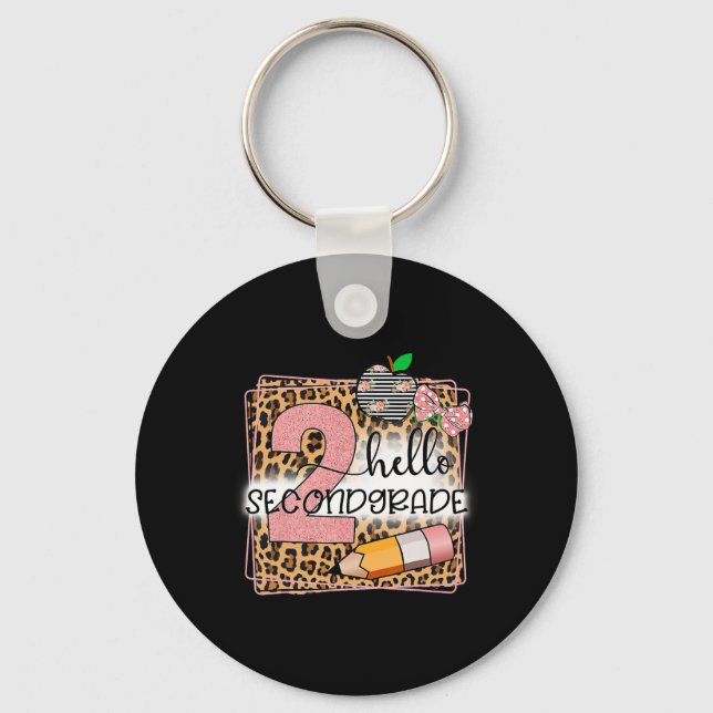 Hello Second Grade 2nd Grade Back To School Teache Key Ring (Front)