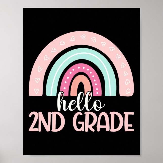 Hello Second Grade Back To School 2nd Grade Teache Poster (Front)