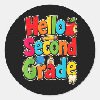 Hello Second Grade Back To School Elementary Kids Classic Round Sticker