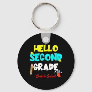 Hello Second Grade Back To School First Day Fresh Key Ring