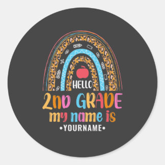 Hello Second Grade Back To School Gift Classic Round Sticker