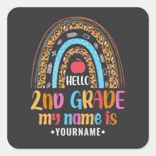 Hello Second Grade Back To School Gift Square Sticker
