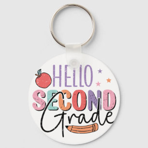 Hello Second Grade Back to School Key Ring