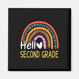Hello Second Grade Back to School Rainbow 2nd Grad Magnet