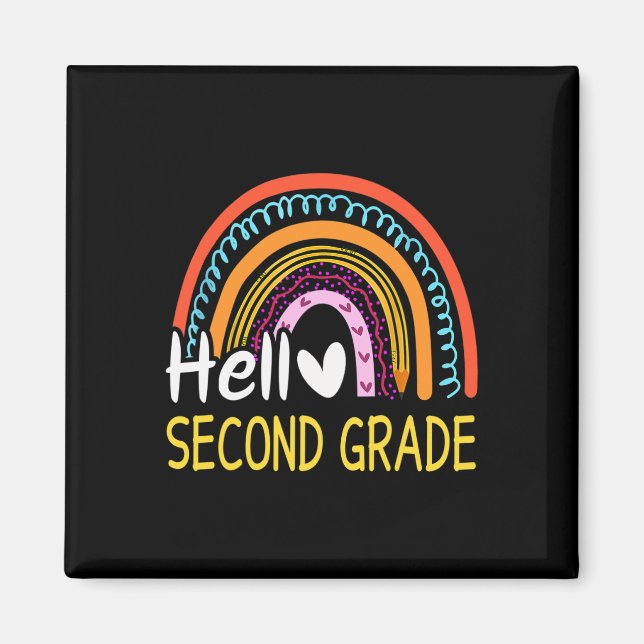 Hello Second Grade Back to School Rainbow 2nd Grad Magnet (Front)