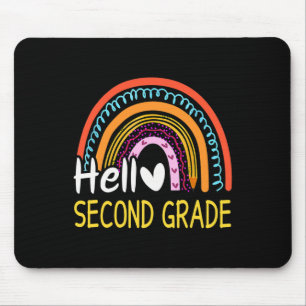 Hello Second Grade Back to School Rainbow 2nd Grad Mouse Pad