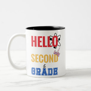 Hello Second Grade Cool design for second grade Two-Tone Coffee Mug