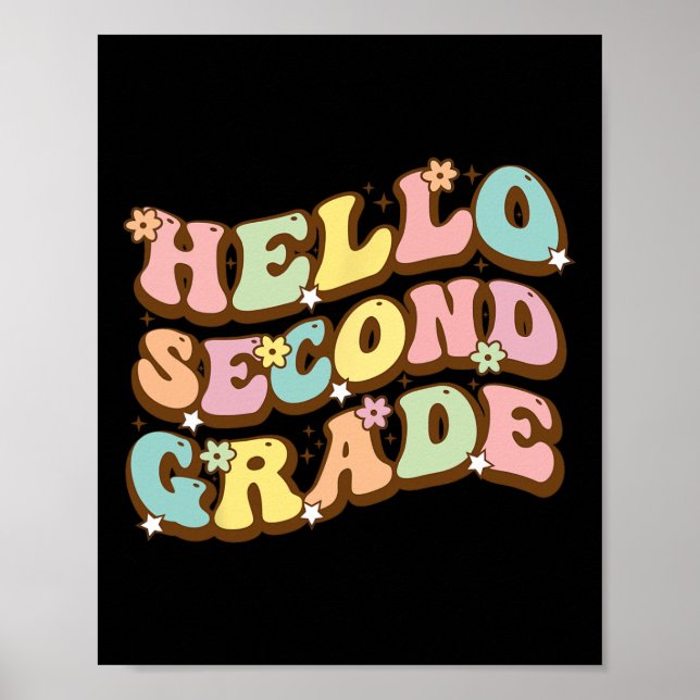 Hello Second Grade For Teachers Students  Poster (Front)