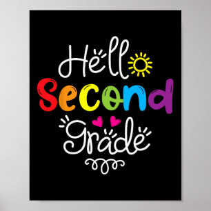 Hello Second Grade Fun 2nd Grade Back to School G Poster