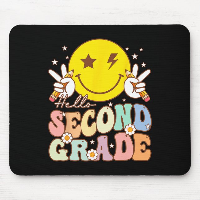 Hello Second Grade Fun Smile Face 2nd Grade Back T Mouse Pad (Front)