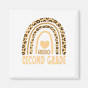 Hello Second Grade-Leopard Rainbow-Back to School Magnet