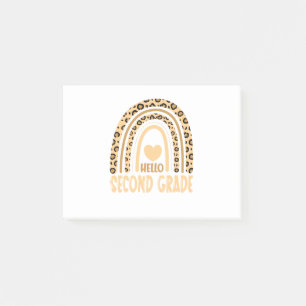 Hello Second Grade-Leopard Rainbow-Back to School Post-it Notes