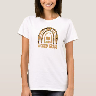 Hello Second Grade-Leopard Rainbow-Back to School T-Shirt