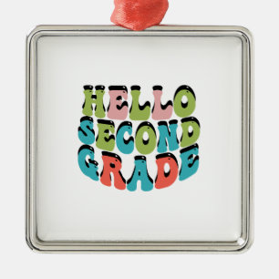 Hello Second Grade Metal Ornament