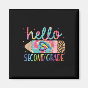 Hello Second Grade Pencil Tie Dye Back To School 2 Magnet
