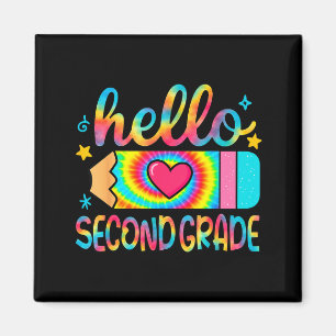 Hello Second Grade Pencil Tie Dye Back To School Magnet