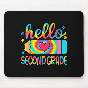 Hello Second Grade Pencil Tie Dye Back To School Mouse Pad