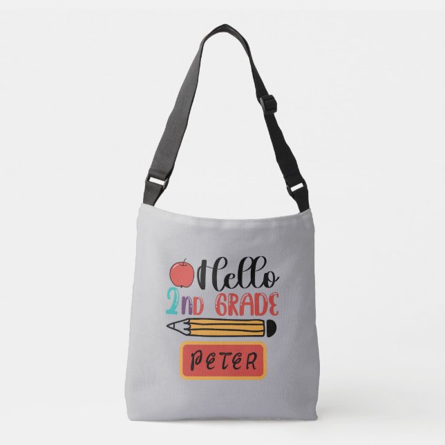 Hello Second Grade Personalised Back to School Fun Crossbody Bag (Front)