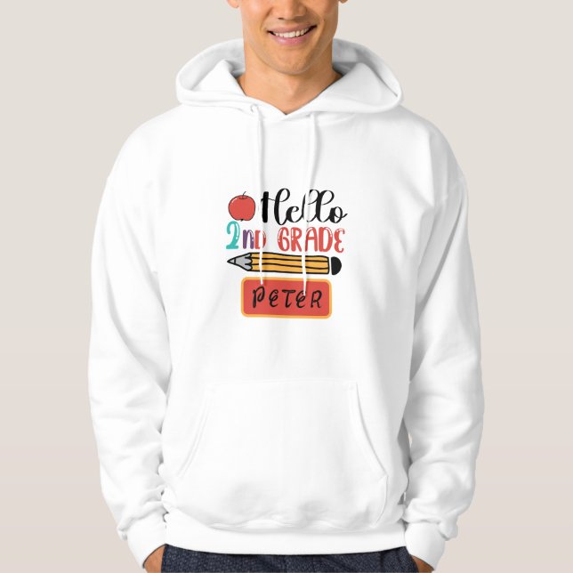 Hello Second Grade Personalised Back to School Fun Hoodie (Front)