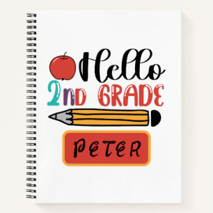 Hello Second Grade Personalised Back to School Fun Notebook