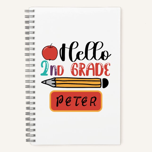 Hello Second Grade Personalised Back to School Fun Notebook (Front)