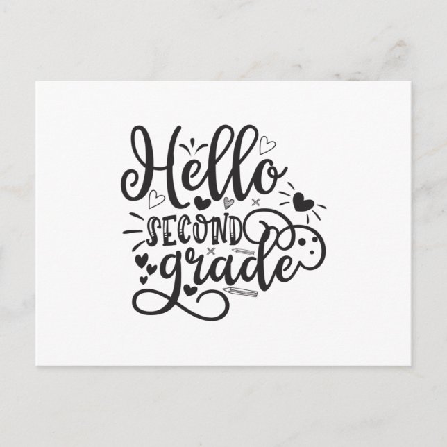 Hello Second Grade Postcard (Front)
