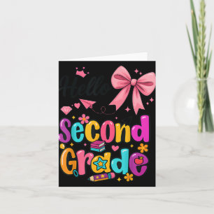 Hello Second Grade Preppy Back To School Boy Girl Card