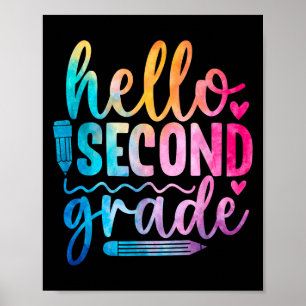 Hello Second Grade Rainbow Pencil 2nd Grade Girls Poster