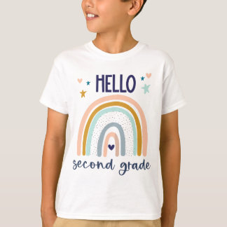 Hello Second Grade Retro Rainbow Cute for Teacher  T-Shirt