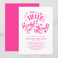 Hello Second Grade Script Pink Graduation