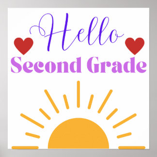 "Hello Second Grade" Sunshine Classroom Poster