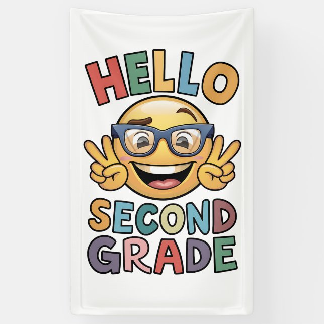Hello Second Grade Teacher 2nd Grade Back School Banner (Vertical)