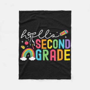 Hello Second Grade Teacher Coquette Bow Back To Sc Fleece Blanket