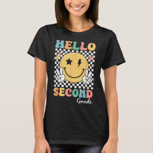 Hello Second Grade Teacher Kids Retro Smile Back T T-Shirt