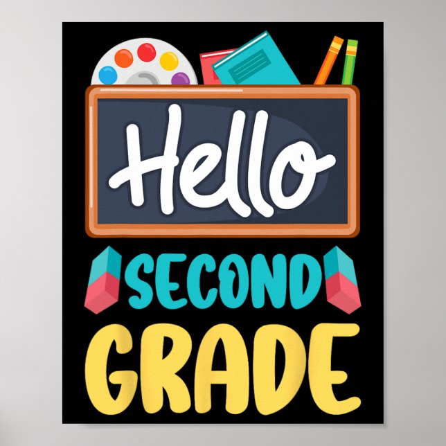Hello Second Grade Teacher Students 2nd Grade Back Poster (Front)