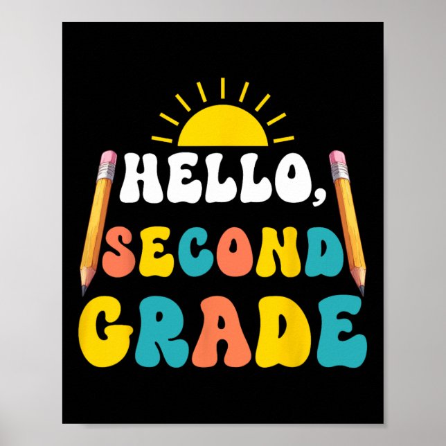 Hello Second Grade Teacher Students 2nd Grade Back Poster (Front)
