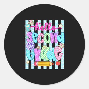 Hello second grade team 2nd grade back to school classic round sticker