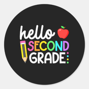 Hello Second Grade Team 2nd Grade Back to School Classic Round Sticker