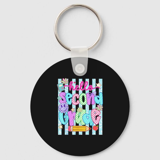 Hello second grade team 2nd grade back to school key ring (Front)